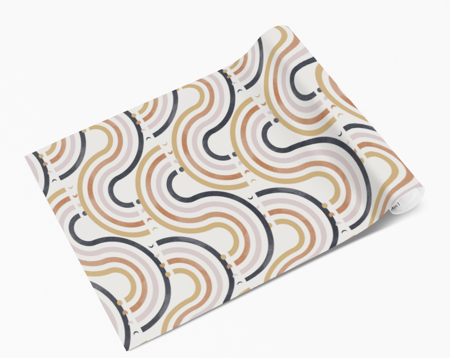 Neutral Navy Wavy Curves Lines Self Adhesive Vinyl