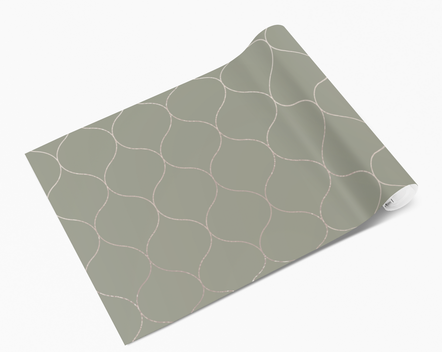 Khaki Green Fine Line Bauble Pattern Lines Self Adhesive Vinyl