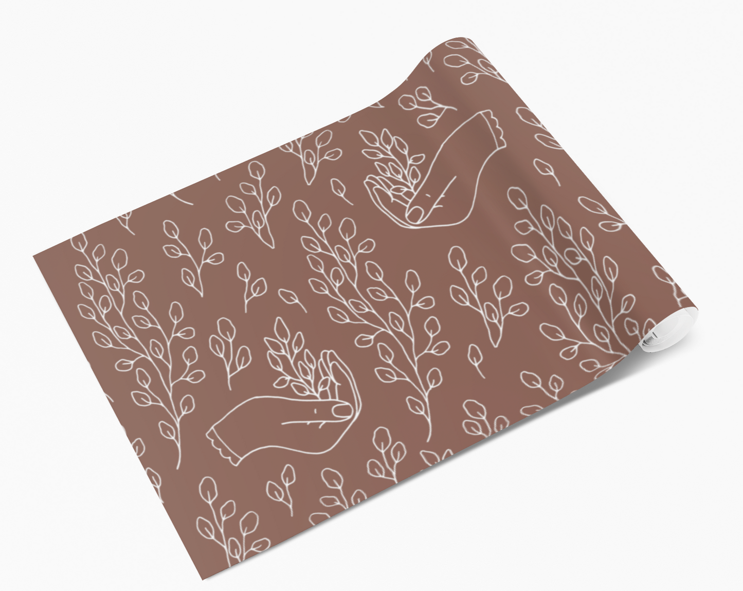 Brown Hand Sown Nature Flowers Self Adhesive Vinyl
