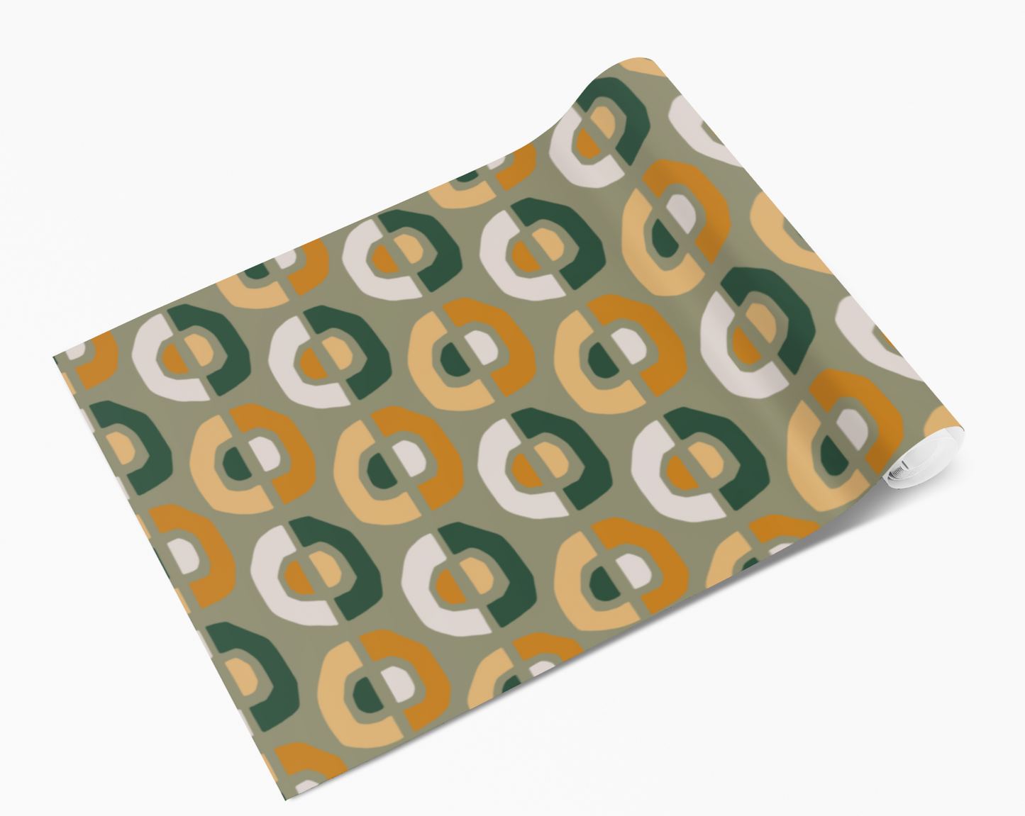 Geometric Orange & Green Semi Circles Self Adhesive Vinyl