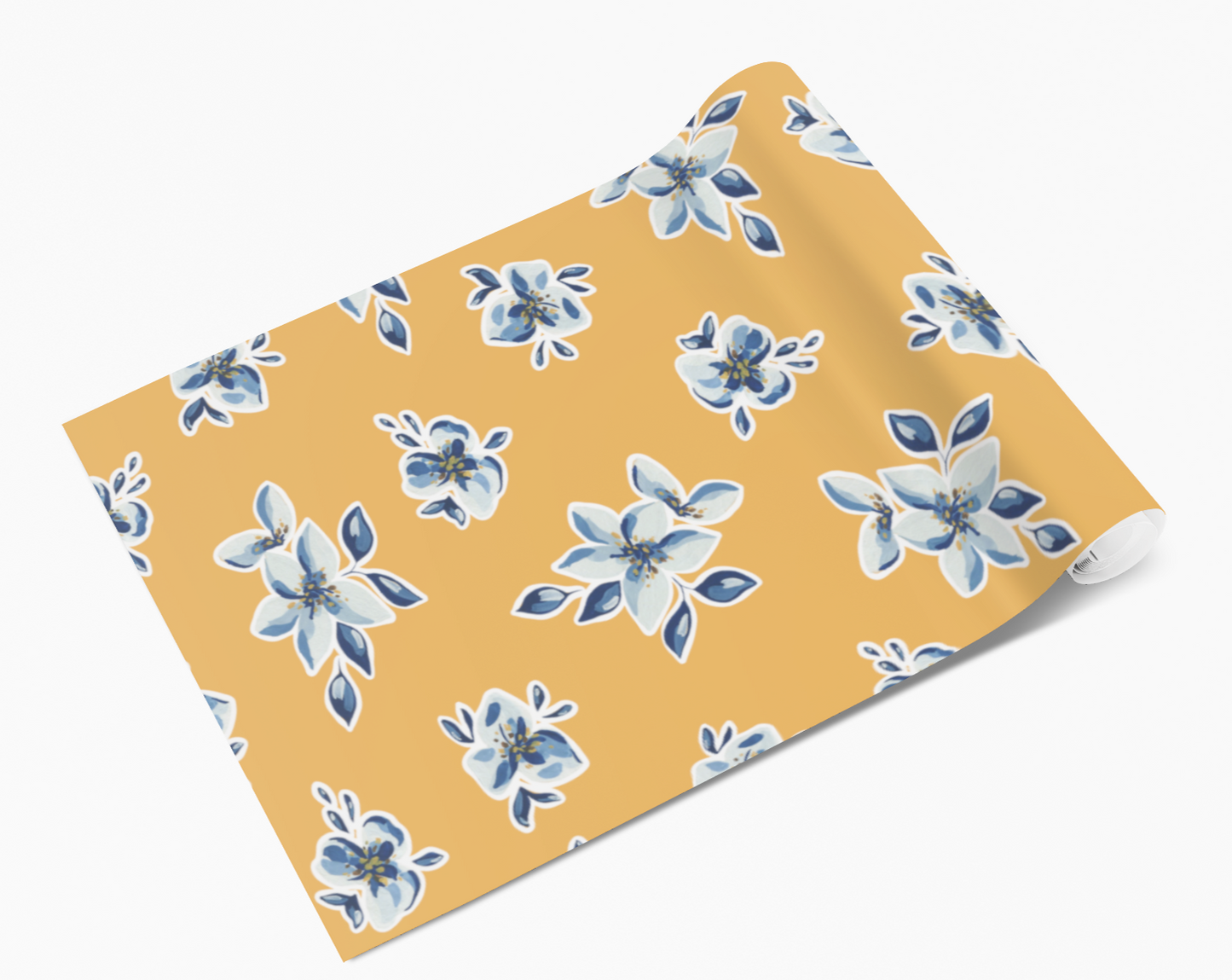 Yellow Small Flowers Navy Petals Floral Flowers Self Adhesive Wrap