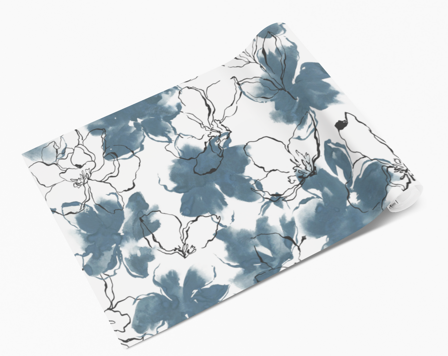 Teal Grey Floral Pattern Self Adhesive Vinyl