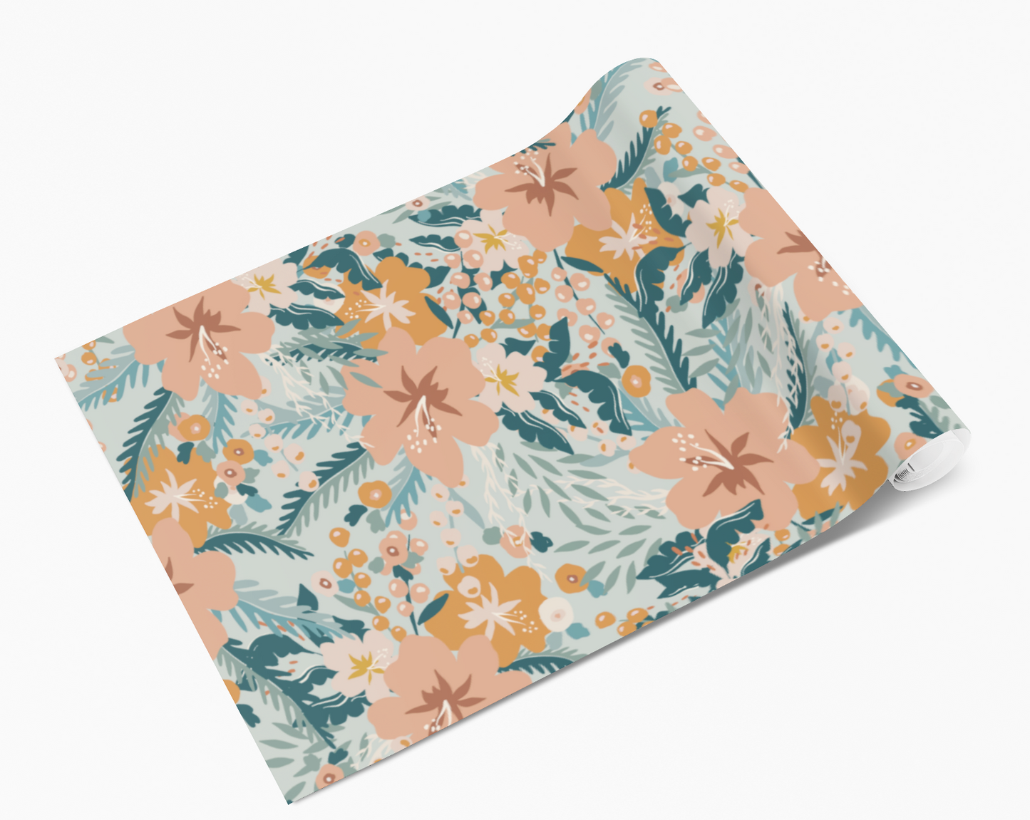 Pastel Peach & Green Floral Bouquet Self Adhesive Vinyl