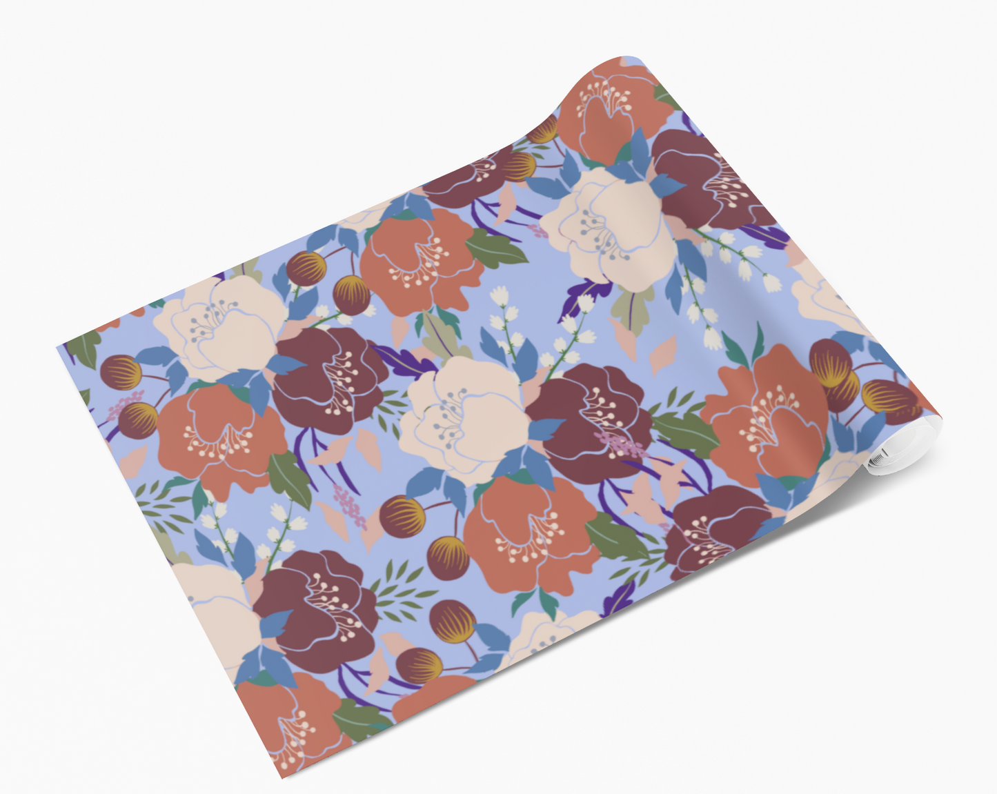 Pastel Blue Spring Floral Blooms Self Adhesive Vinyl
