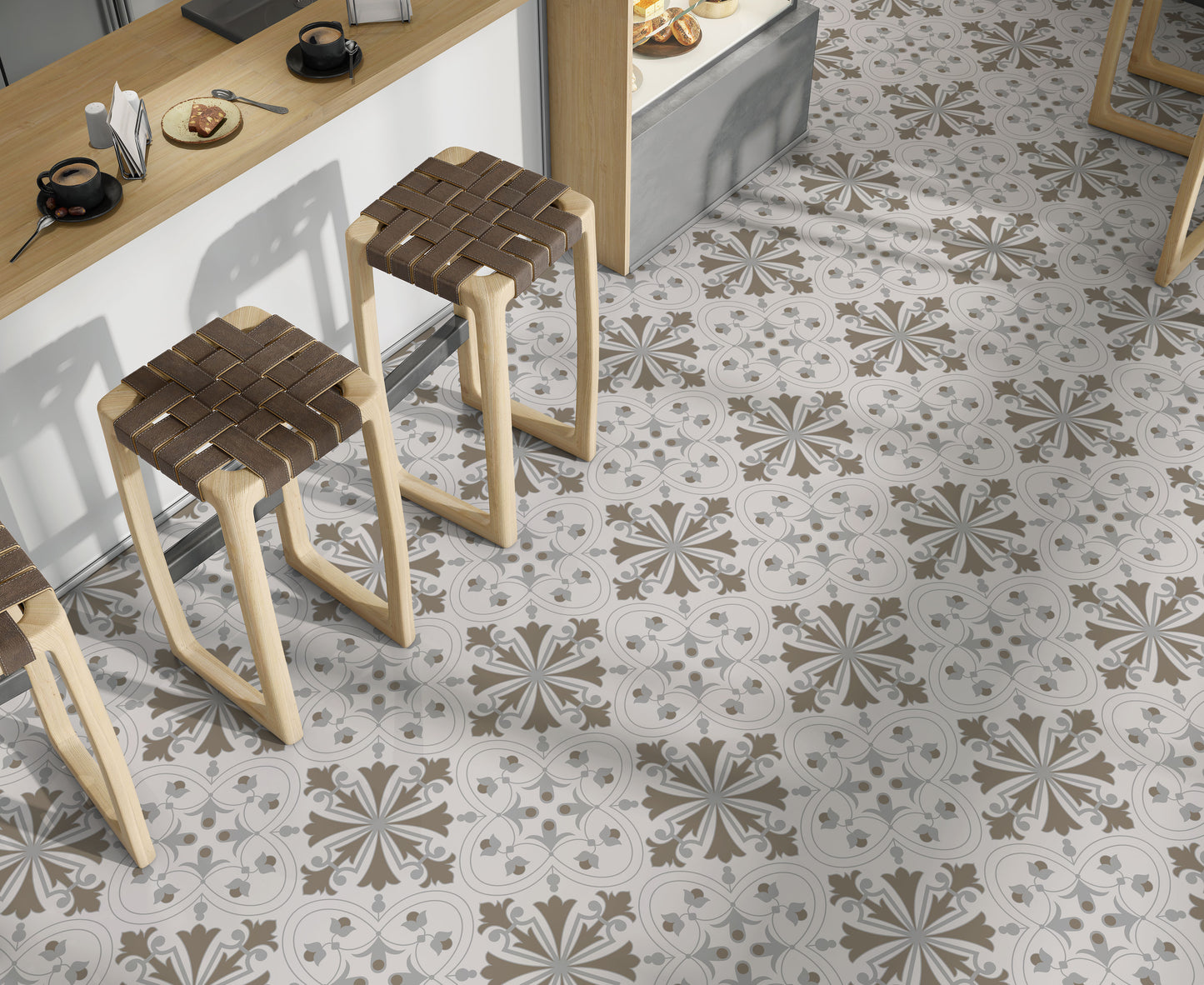 Greige Art Deco Floor & Wall Tile Stickers