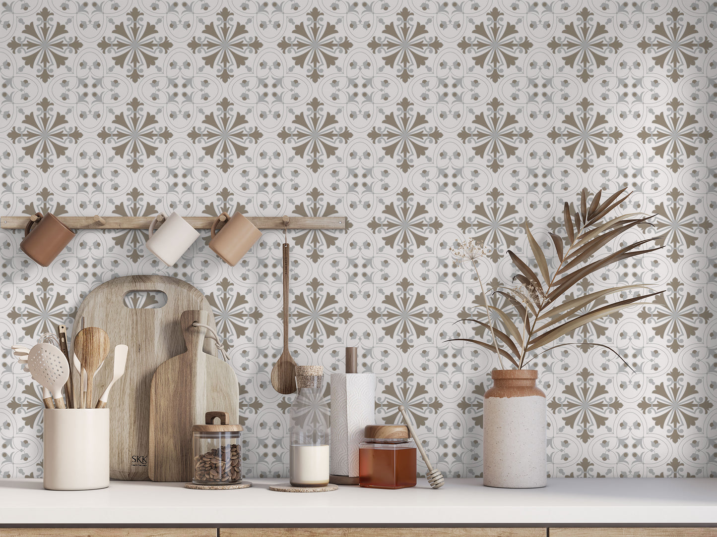 Greige Art Deco Floor & Wall Tile Stickers