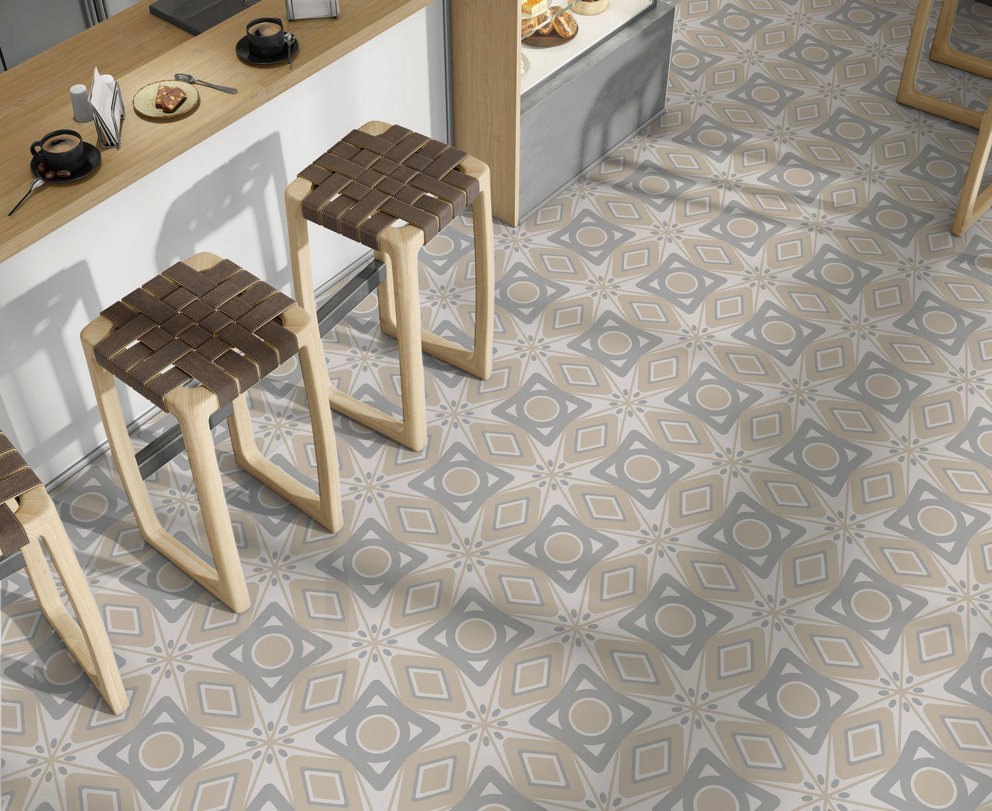 Geometric Grey Beige Peel & Stick Tile Stickers