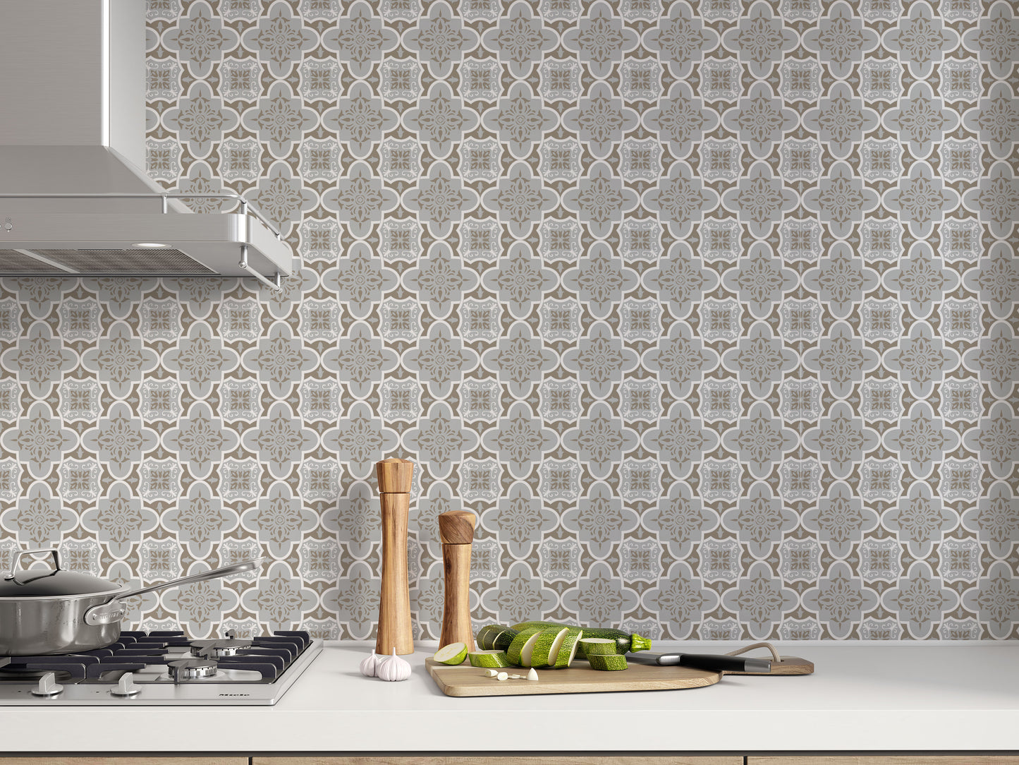 Neutral Squared Pattern Removeable Tile Stickers