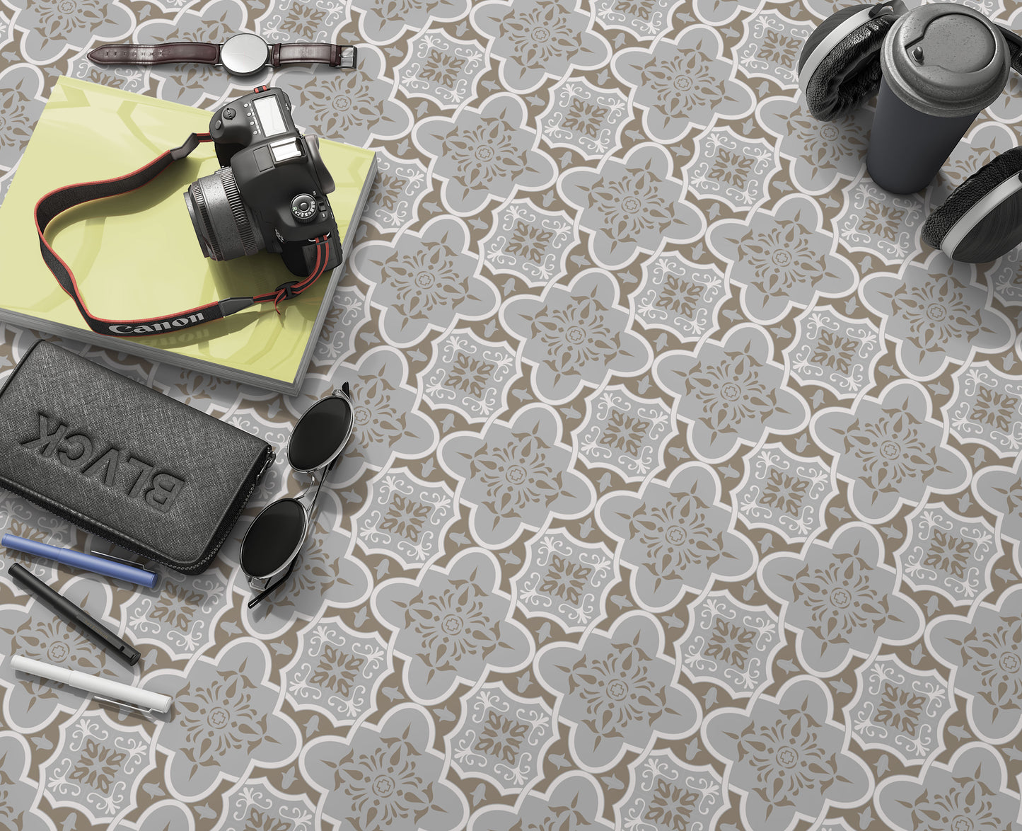 Neutral Squared Pattern Removeable Tile Stickers