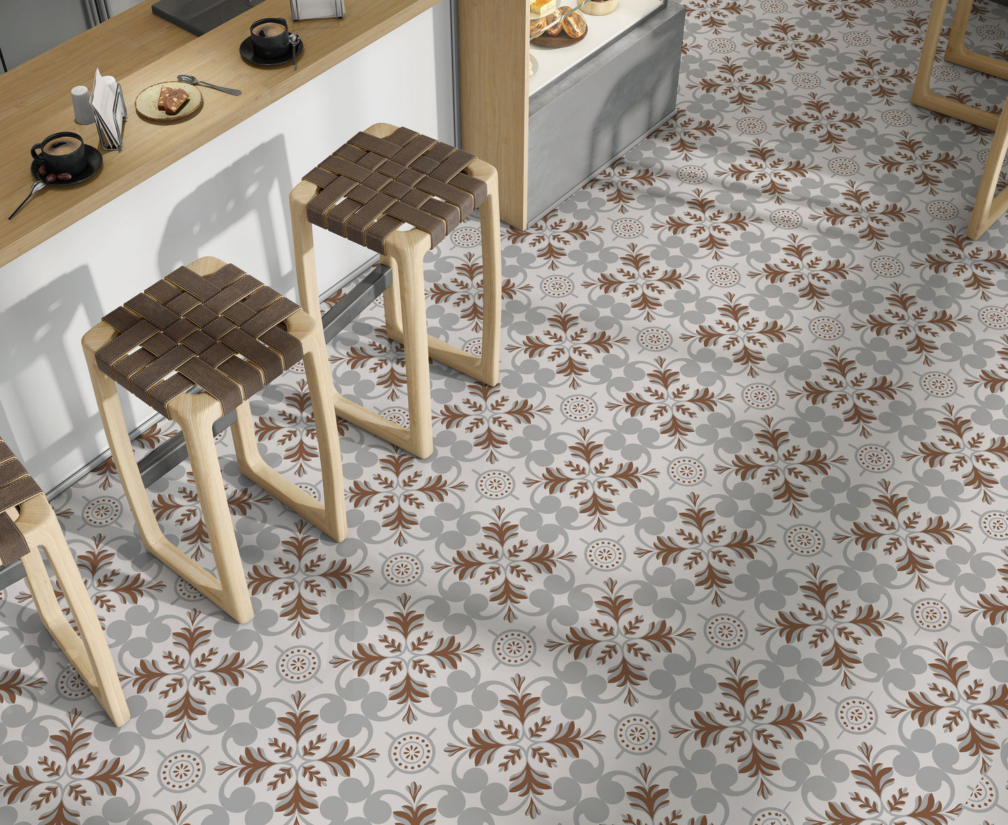 Neutral Floral Flourishes Floor & Wall Tile Stickers