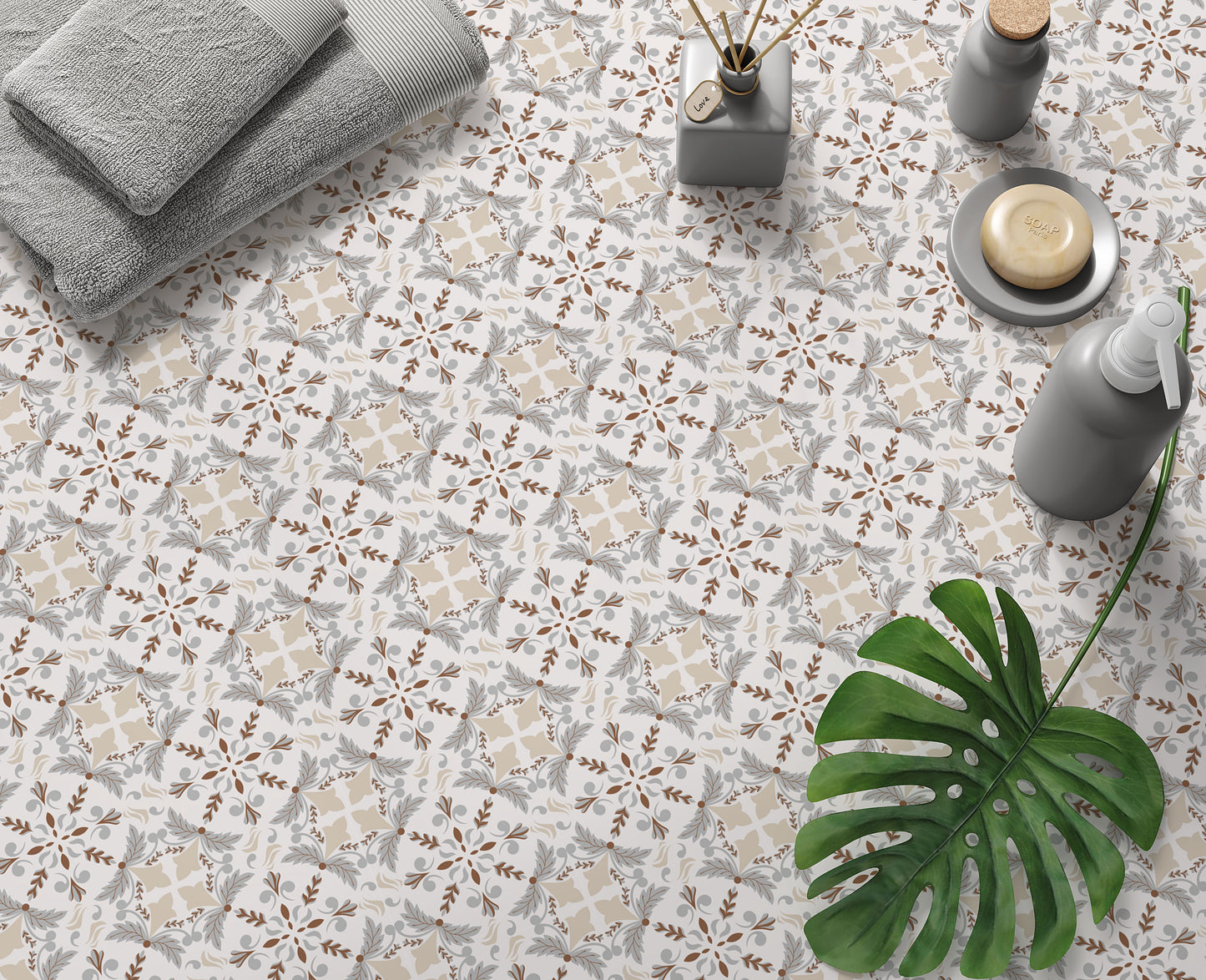 Brown Neutrals Leaf Removable Tile Stickers