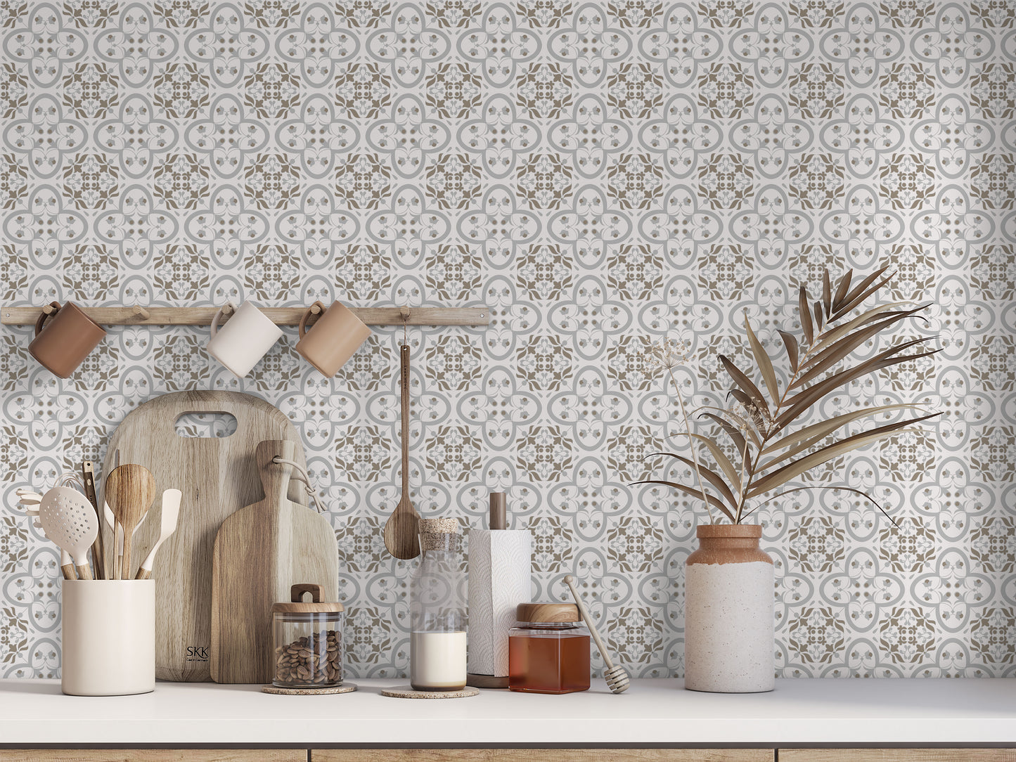 Grey Neutral Mini Flower Cross Floor & Tile Stickers