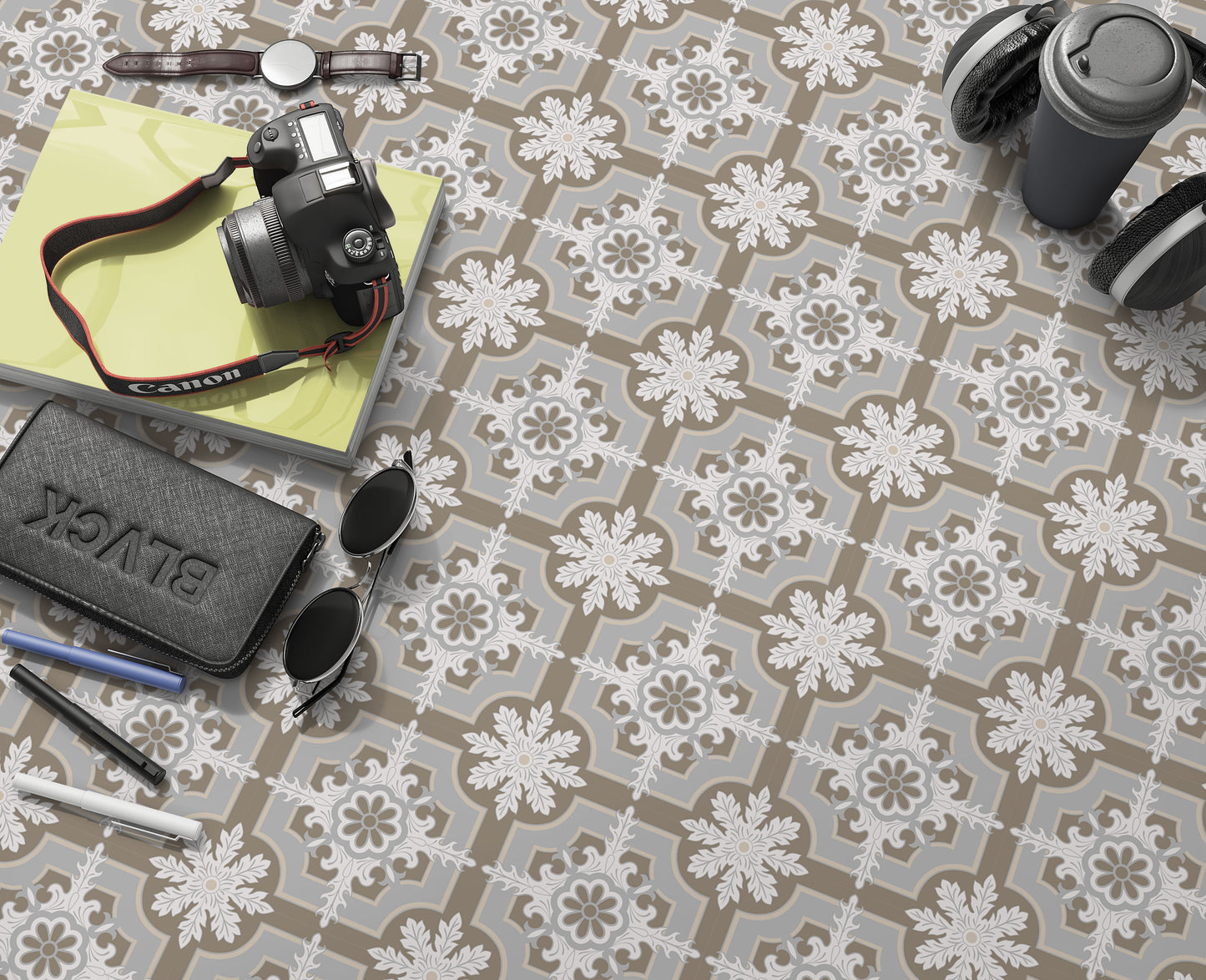 Taupe Slate Snowflake Removeable Spanish Tile Stickers