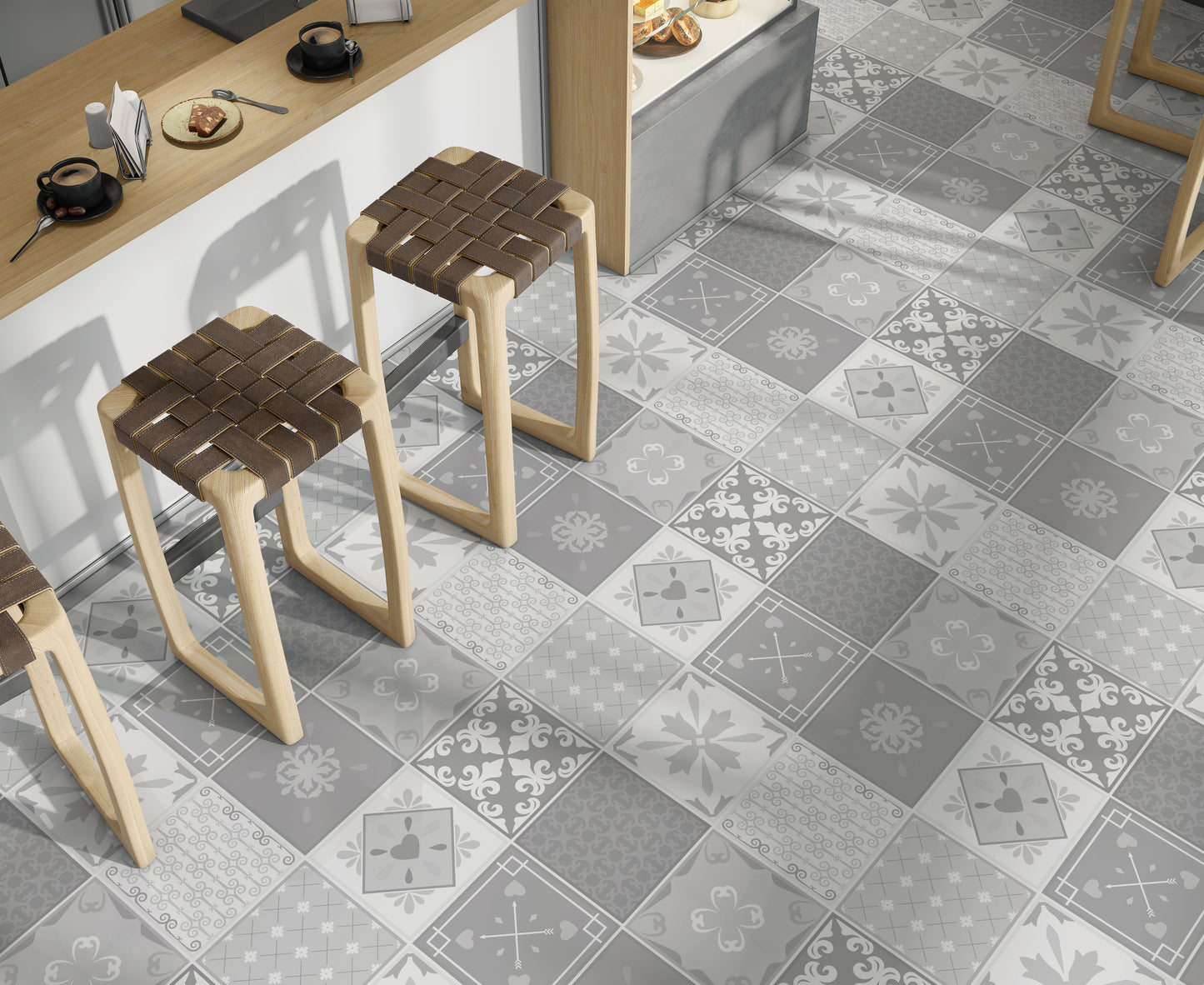Mixed Grey Mosaic Moroccan Peel & Stick Tile Stickers