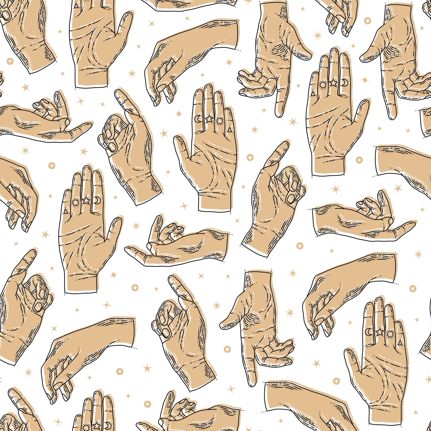 Light Cream Hands Palms Symbols Signs Vinyl Furniture Sticker