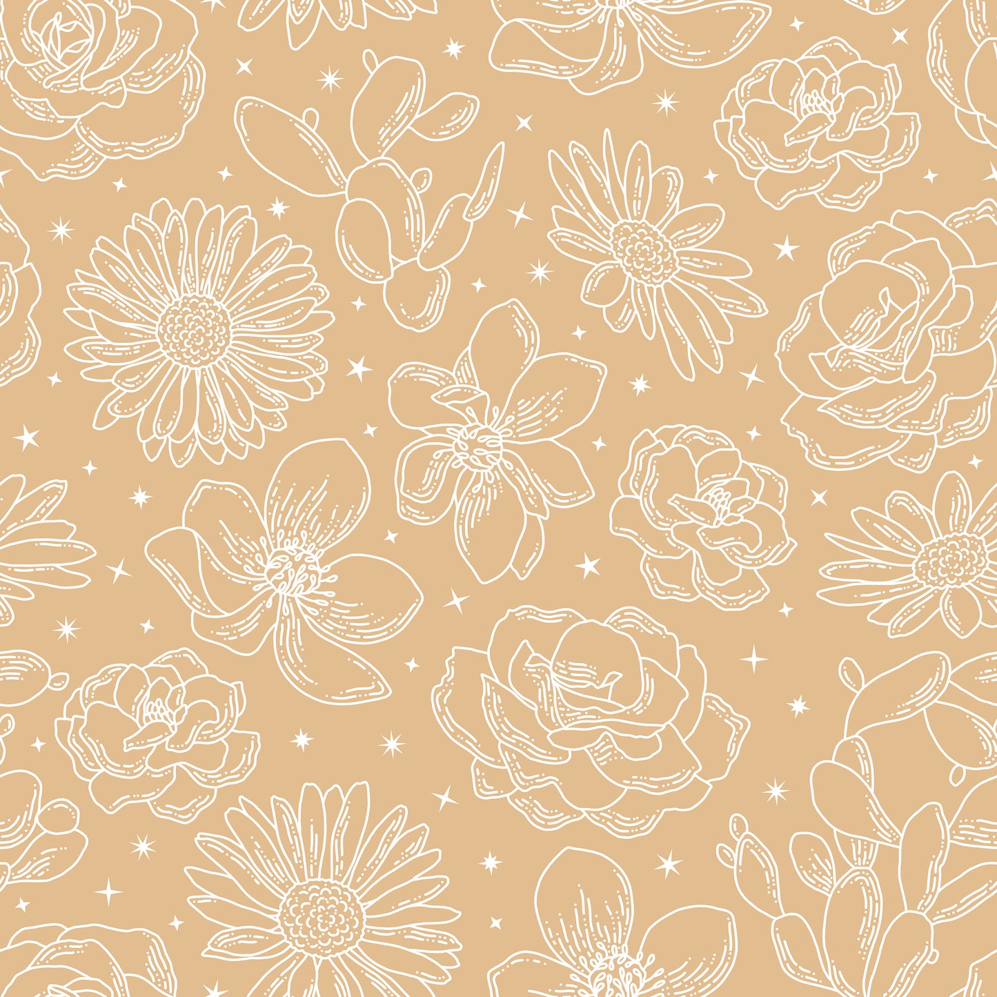 Yellow & White Flower Outlines Self Adhesive Vinyl