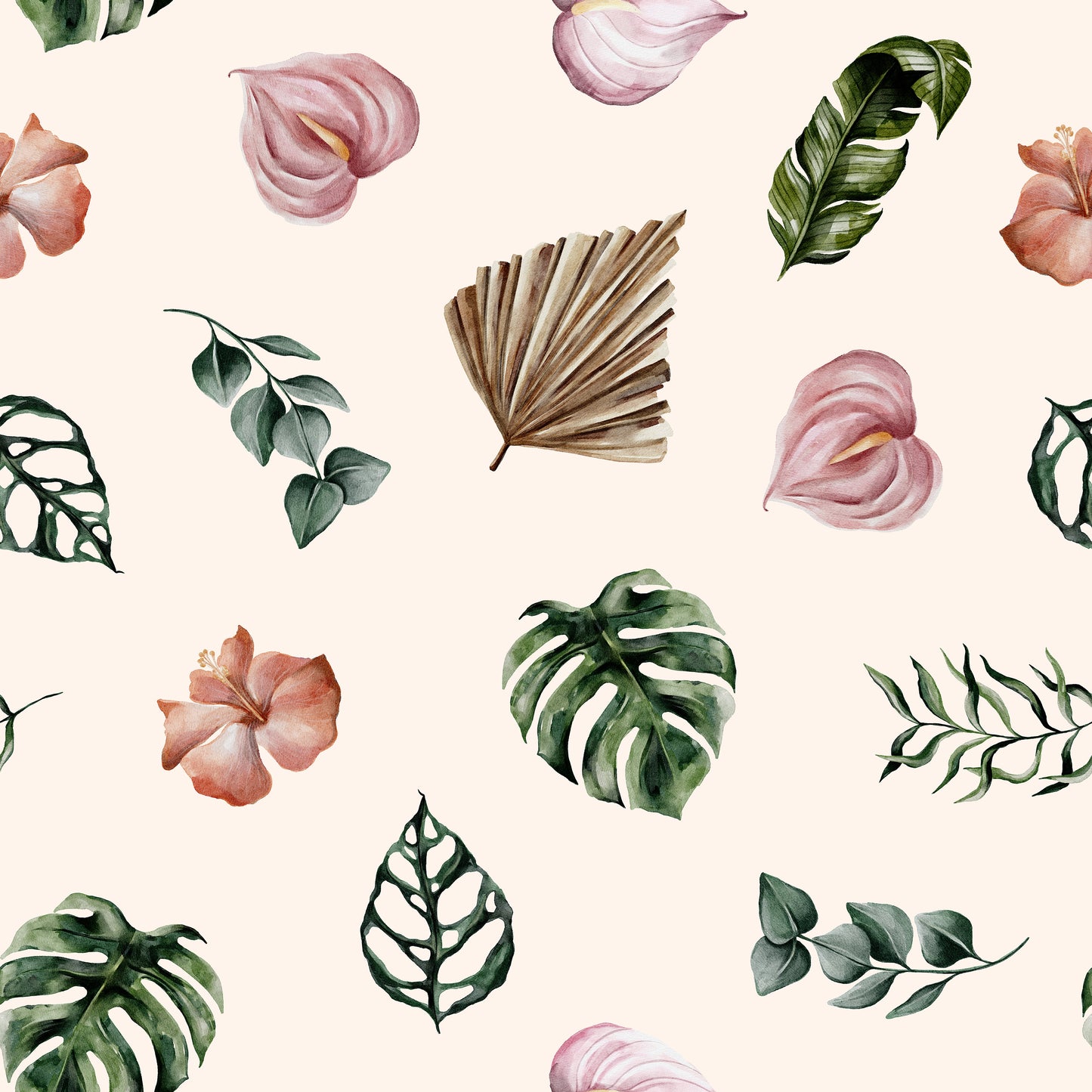 Tropical Leaves Palm Leaf Calla Lily Self Adhesive Vinyl