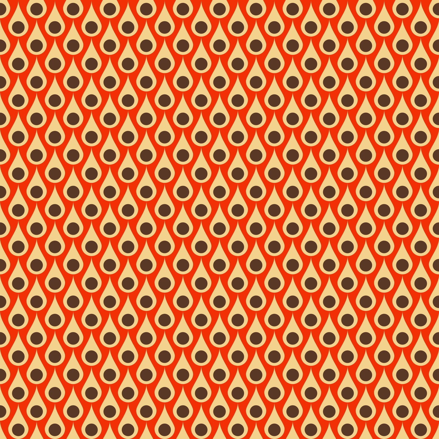 Groovy Teardrop Orange Tan Print Vinyl Furniture Wrap
