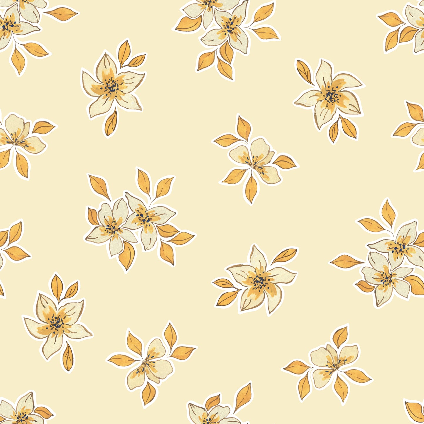 Mini Cream Flowers Neutral Floral Flowers Self Adhesive Wrap