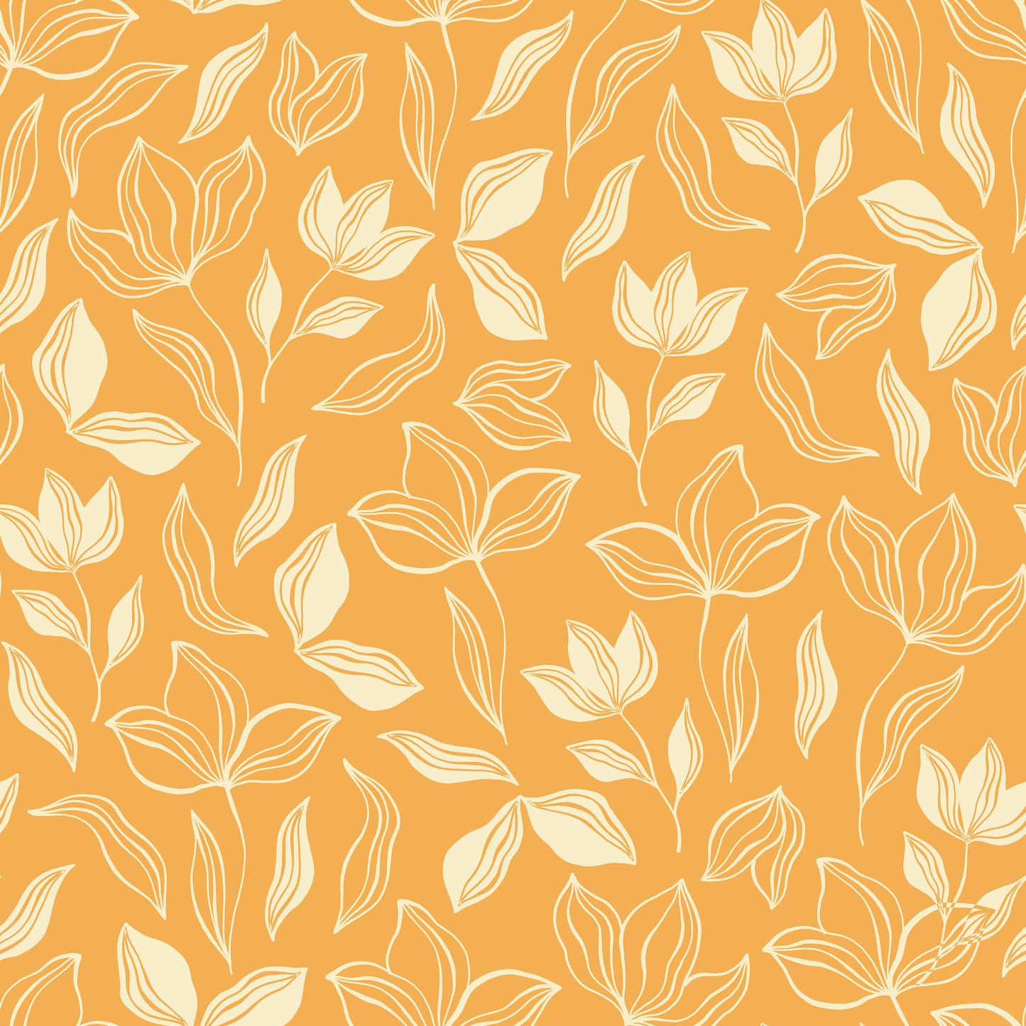 Orange Outline Flower Leaves Vinyl Furniture Wrap