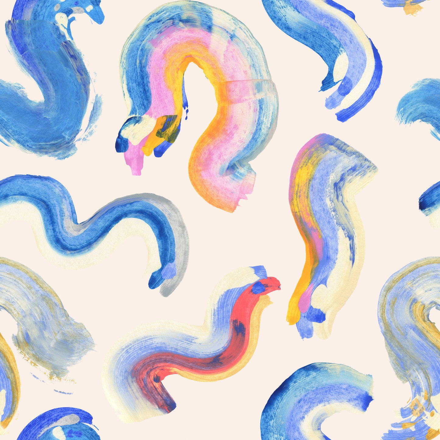 Blue Cream Watercolour Brush Swirls Vinyl Furniture Wrap