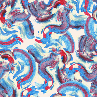 Blue Red Squiggle Brush Stroke Swirls Vinyl Furniture Wrap