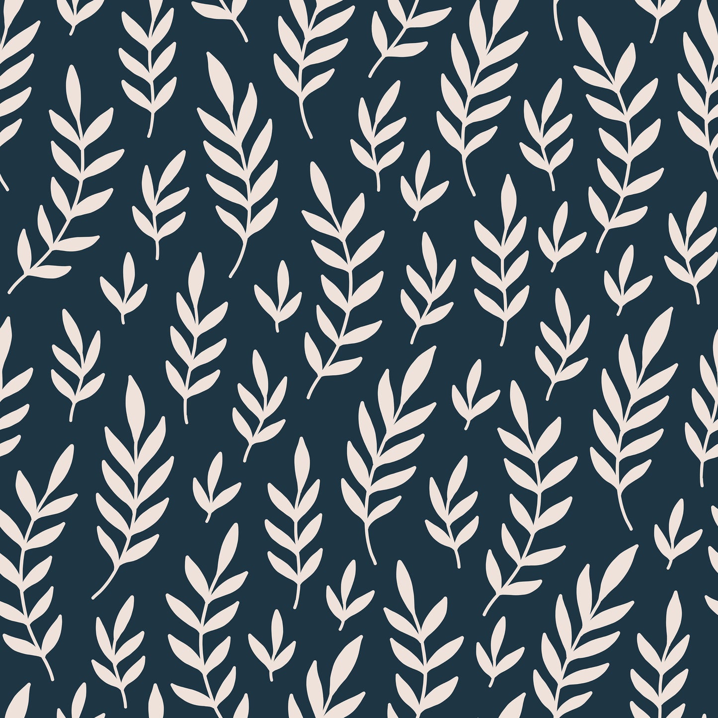 Navy Cream Leaf Branches Self Adhesive Vinyl