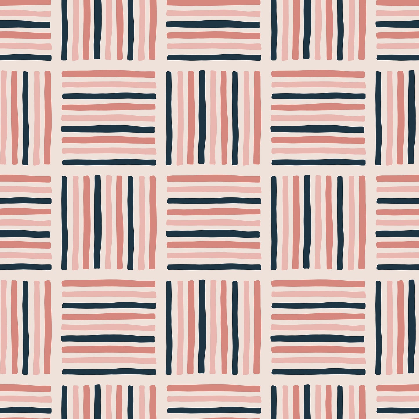 Blush Pink & Navy Stripes Lines Self Adhesive Vinyl