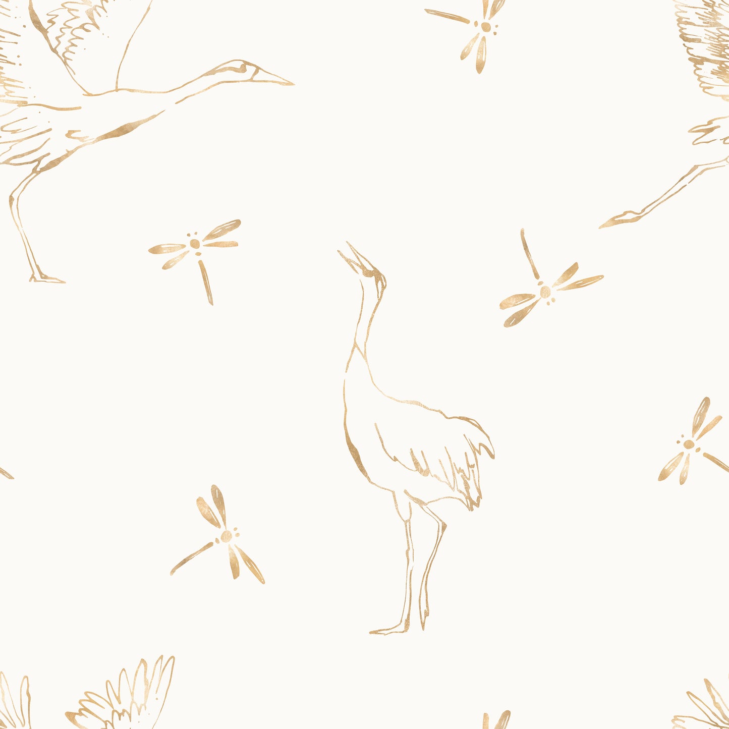 Crane Dragonfly Beige Self Adhesive Vinyl