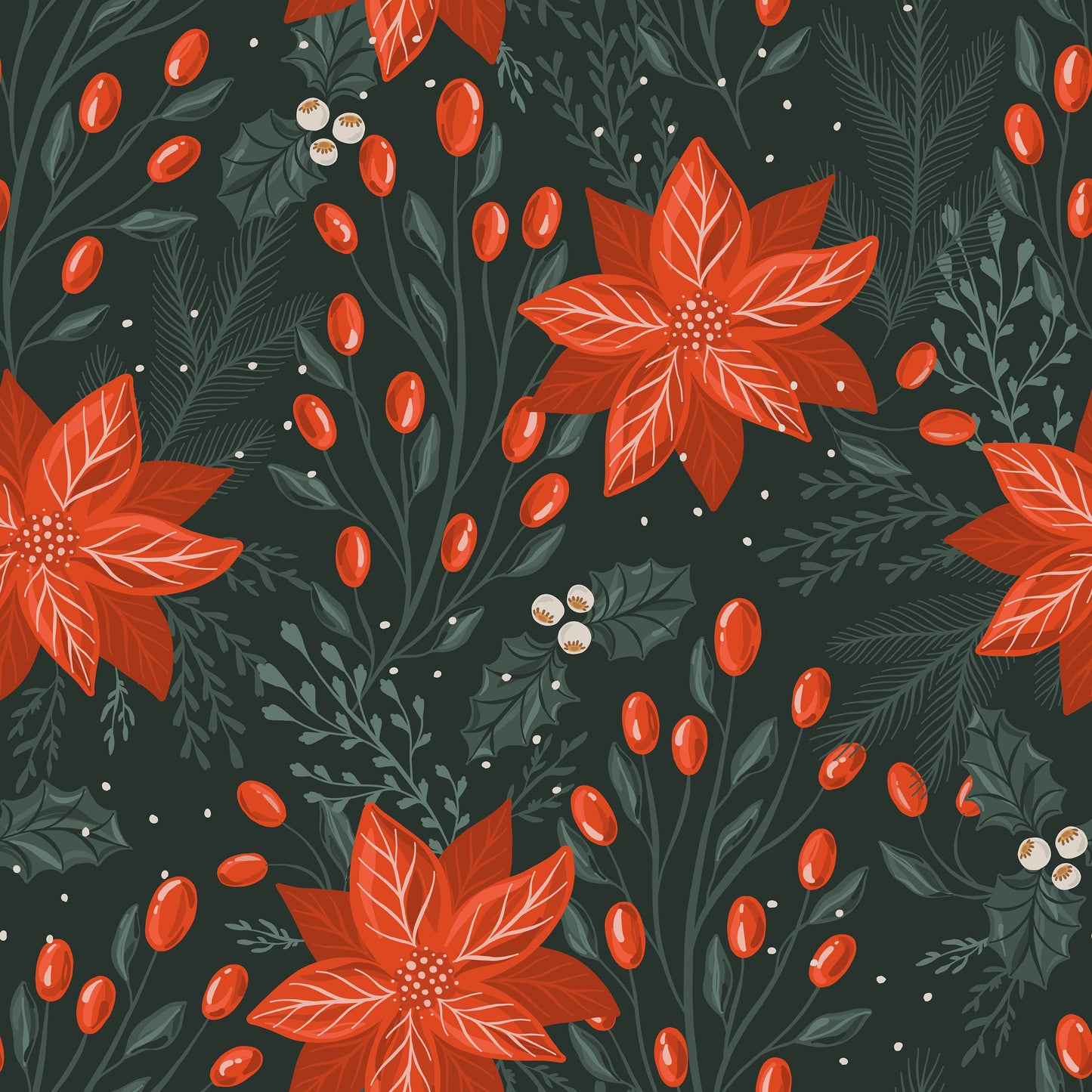 Holly Berries Poinsettia Self Adhesive Vinyl