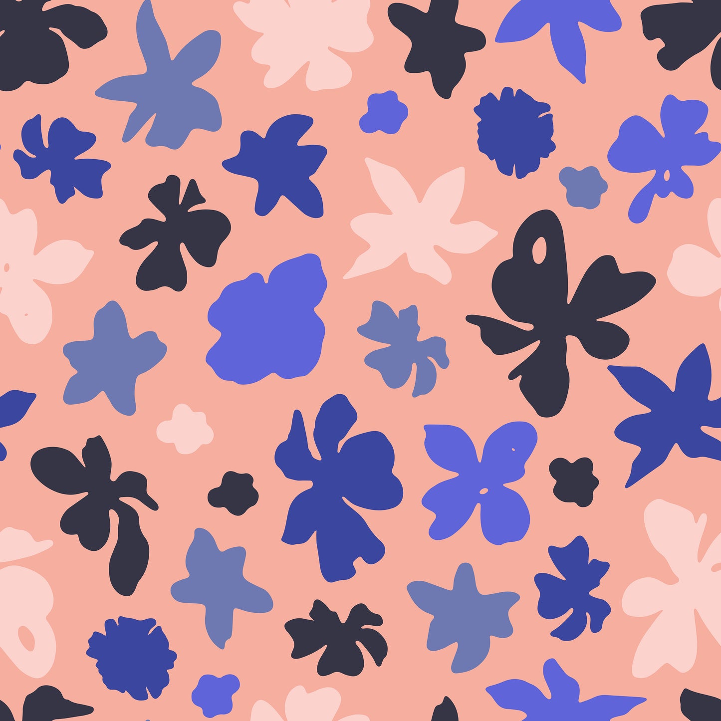Coral Blue Leaf Flowers Vinyl Furniture Sticker