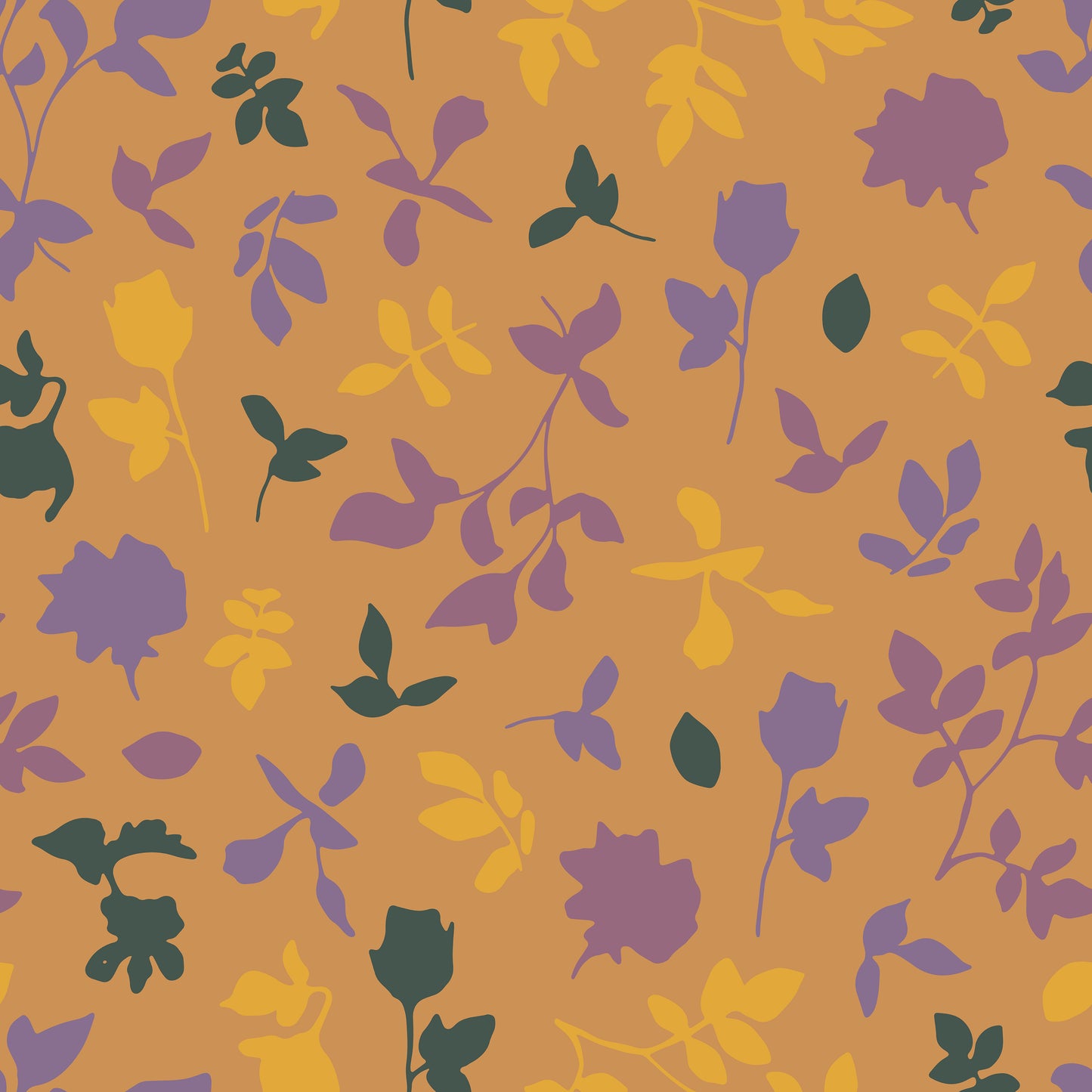 Mustard Yellow & Purple Leaves Self Adhesive Vinyl