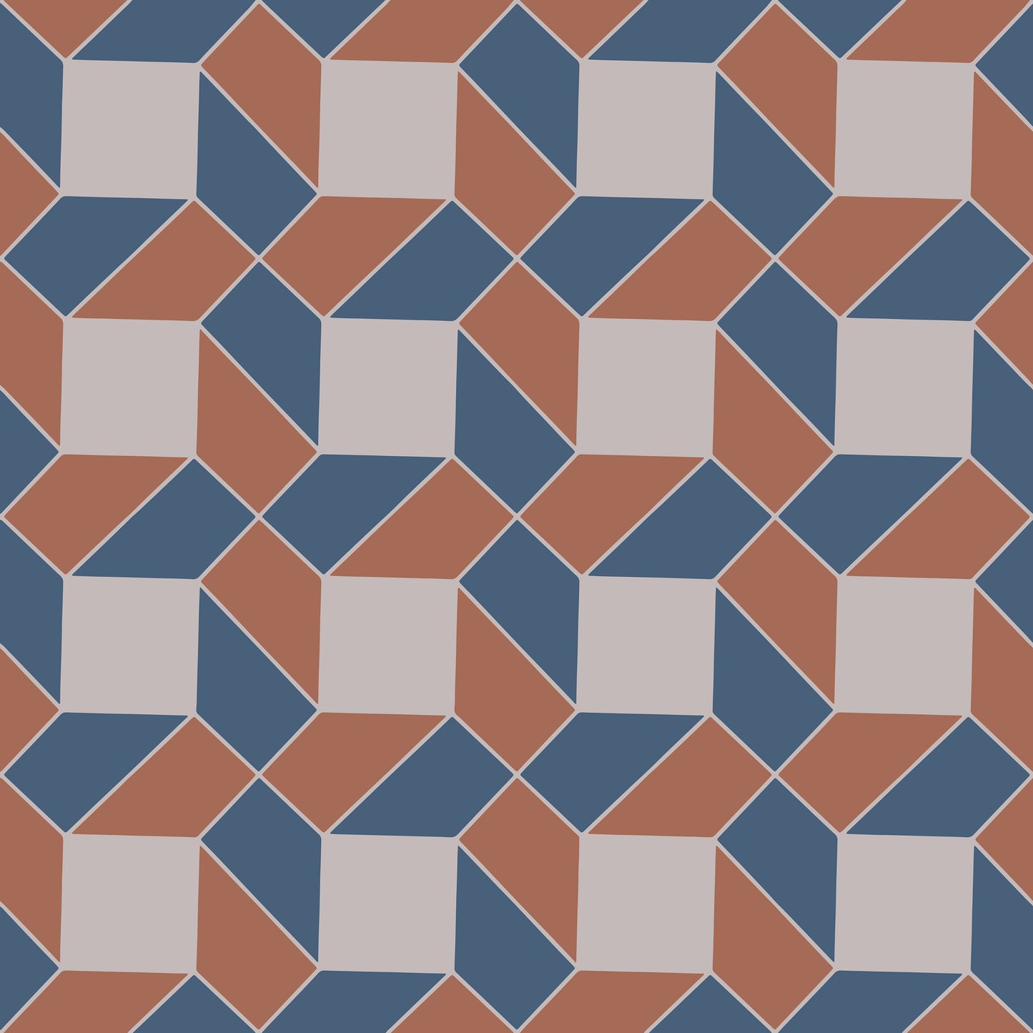 Brown/Blue Chain Tile Pattern Self Adhesive Vinyl
