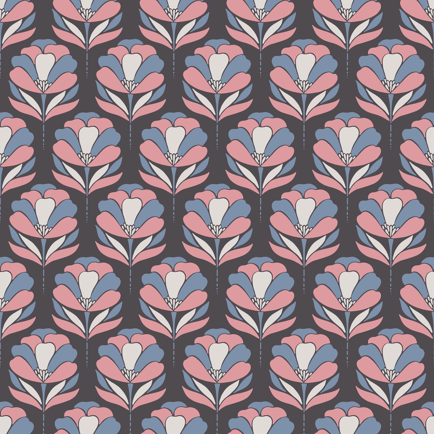 Blue & Pink Flower Blooms Vinyl Furniture Sticker