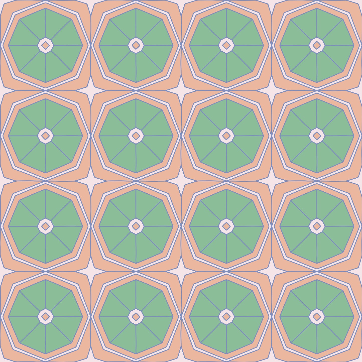 Orange/Green Octagon Kaleidoscope Vinyl Furniture Wrap