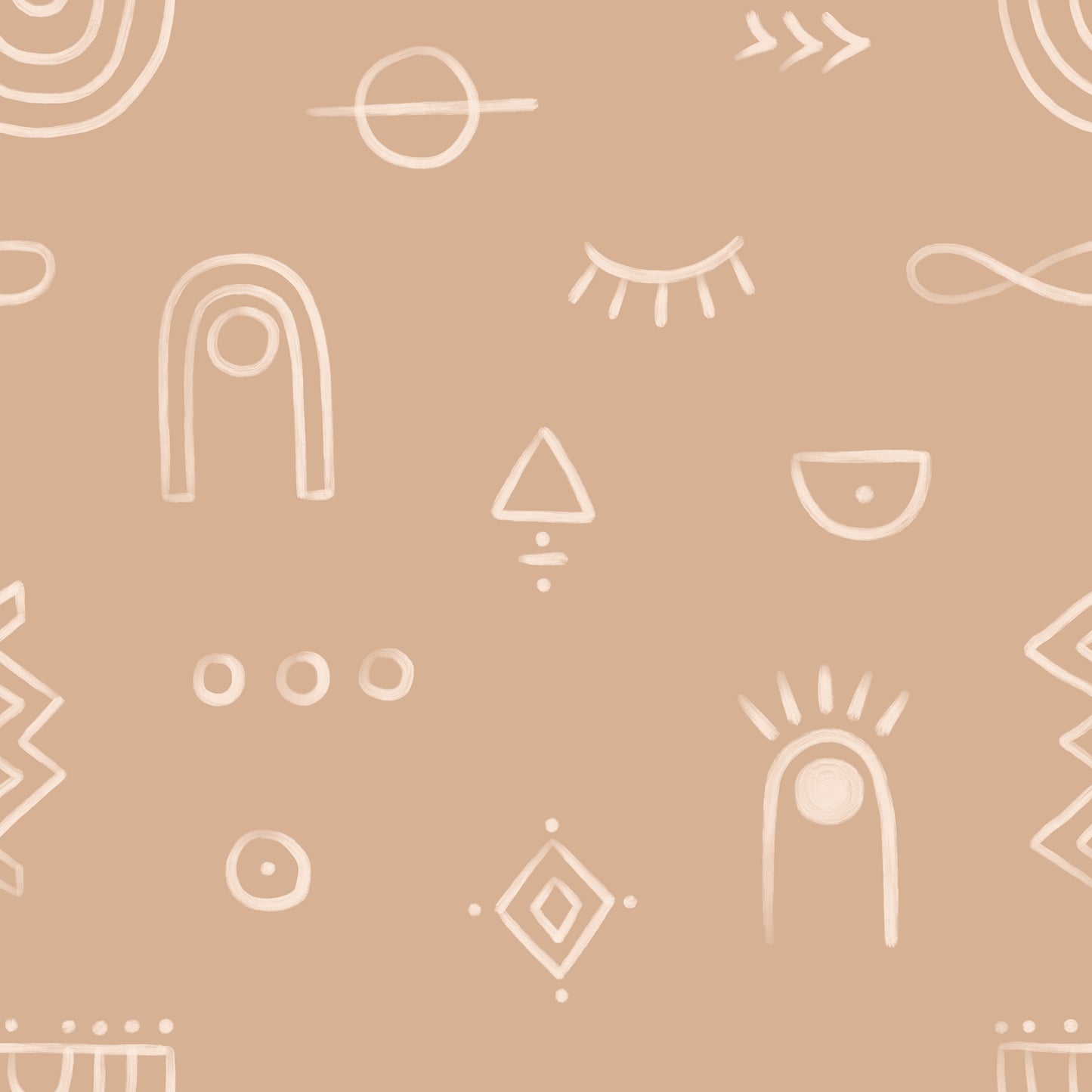 Pale Brown Hand Doodled Symbols Vinyl Furniture Sticker