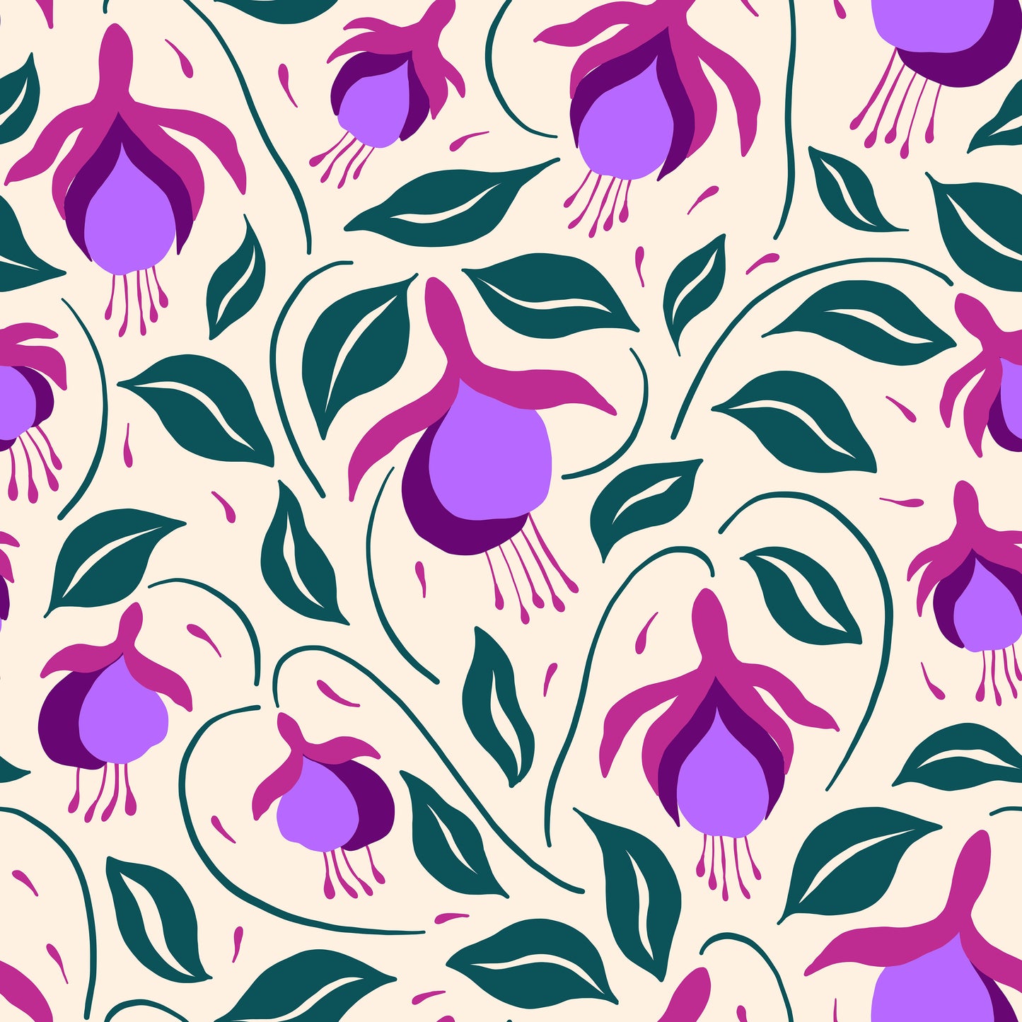 Violet Fuchsia Flowers Vinyl Furniture Sticker