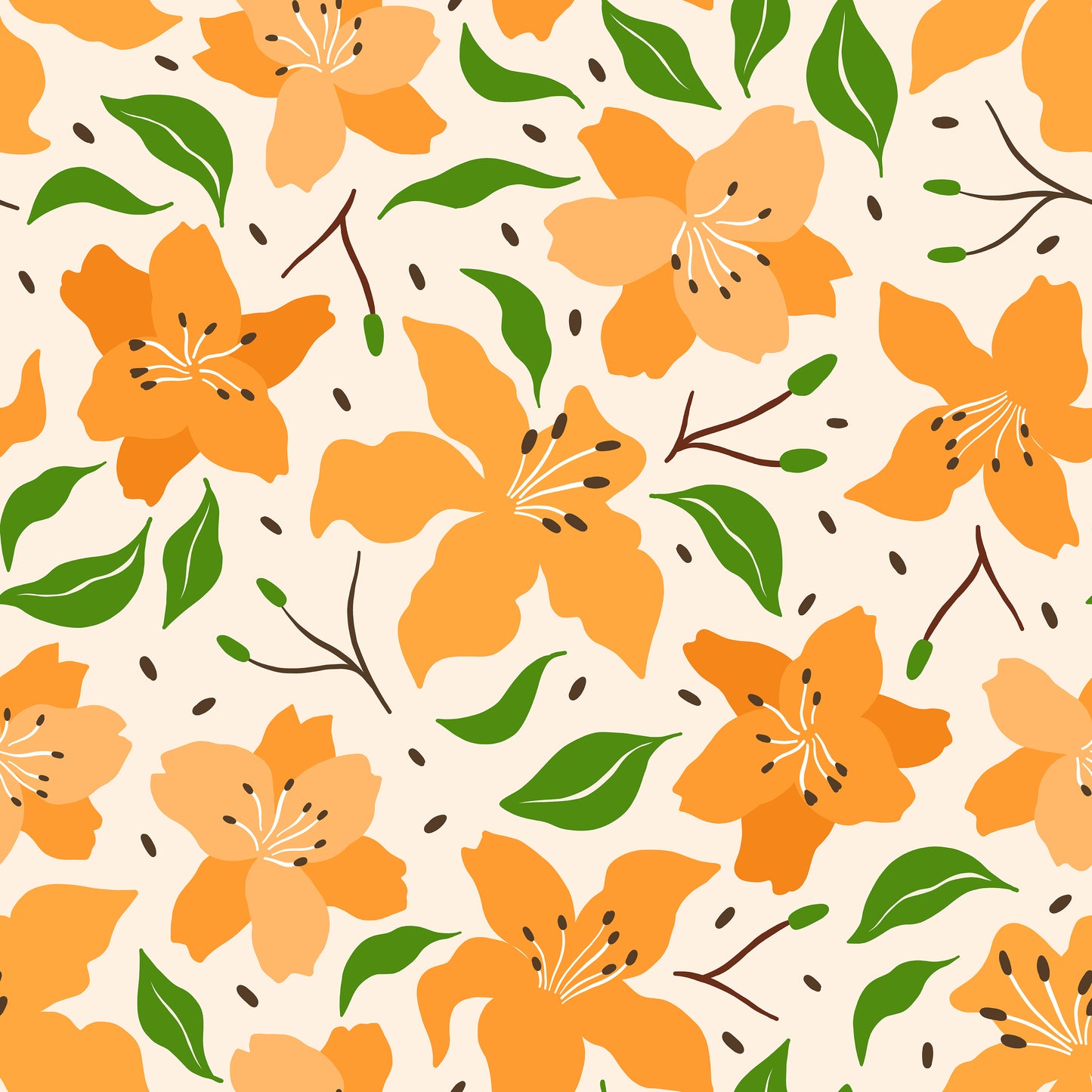 Orange Clematis Flowers Vinyl Furniture Wrap