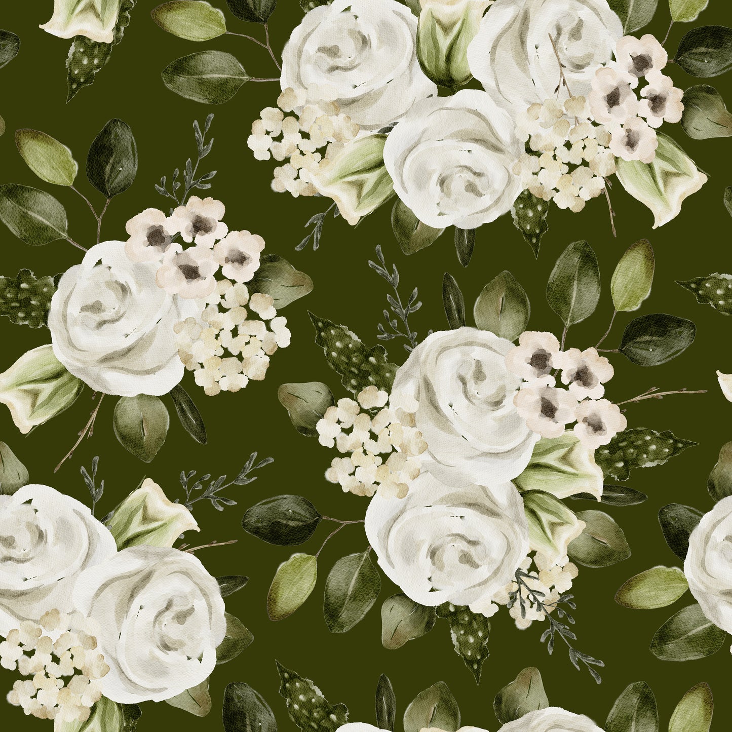 Olive & Cream Bouquet Bloom Floral Vinyl Furniture Sticker