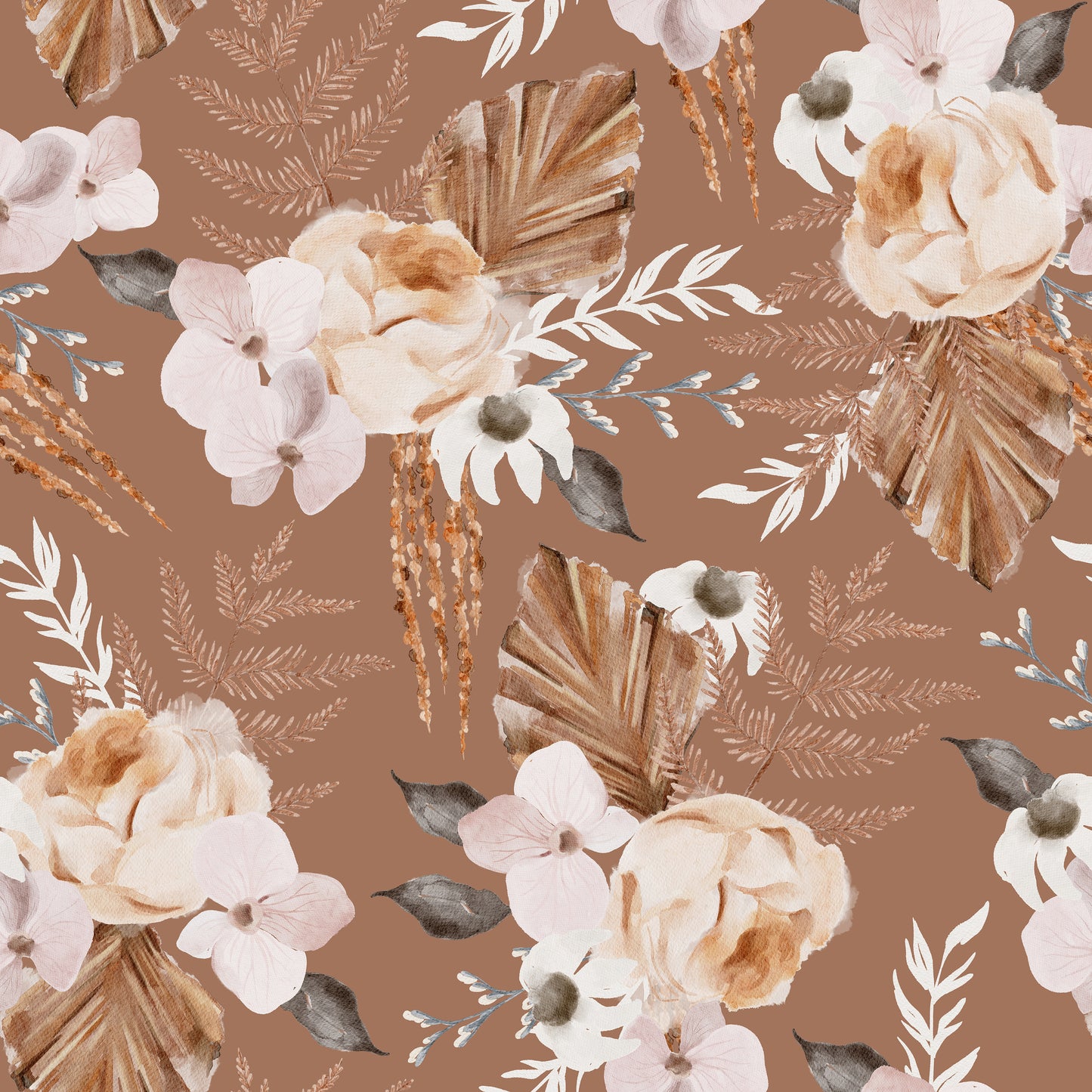 Brown Autumn Florals Self Adhesive Vinyl
