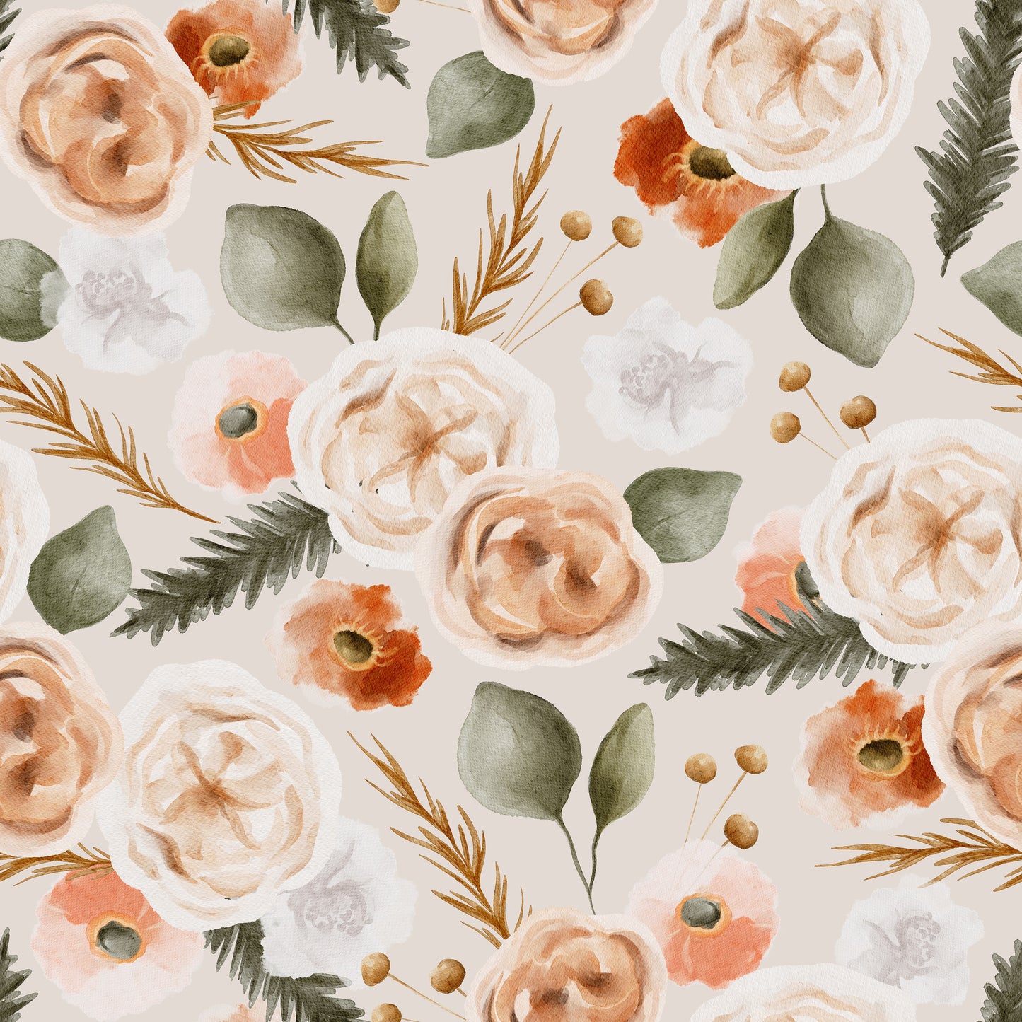 Creamy Rose Blossom Florals Self Adhesive Vinyl