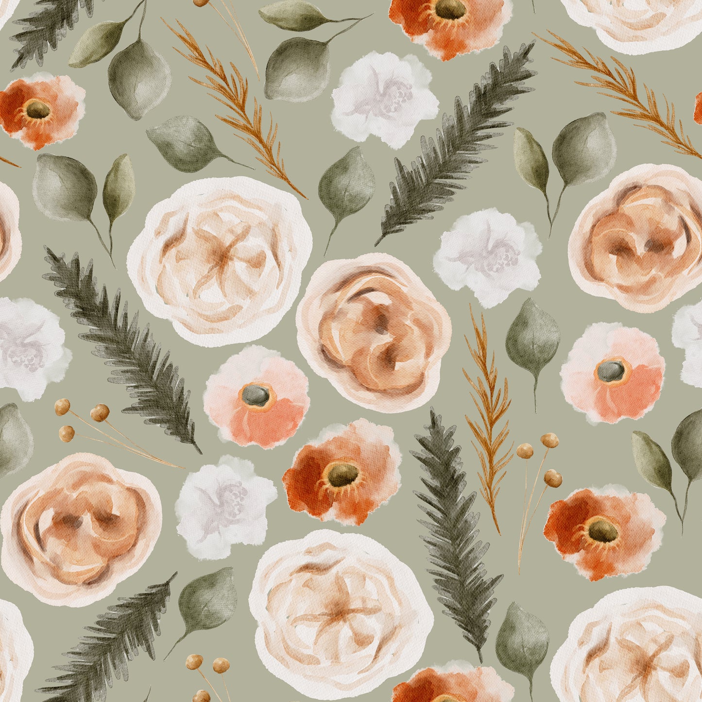 Sage Floral Blooms Vinyl Furniture Wrap