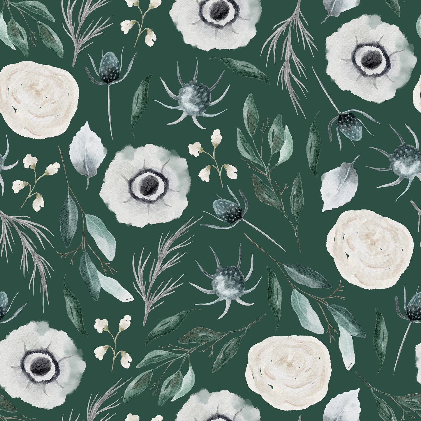 Green & Cream Blossom Self Adhesive Vinyl