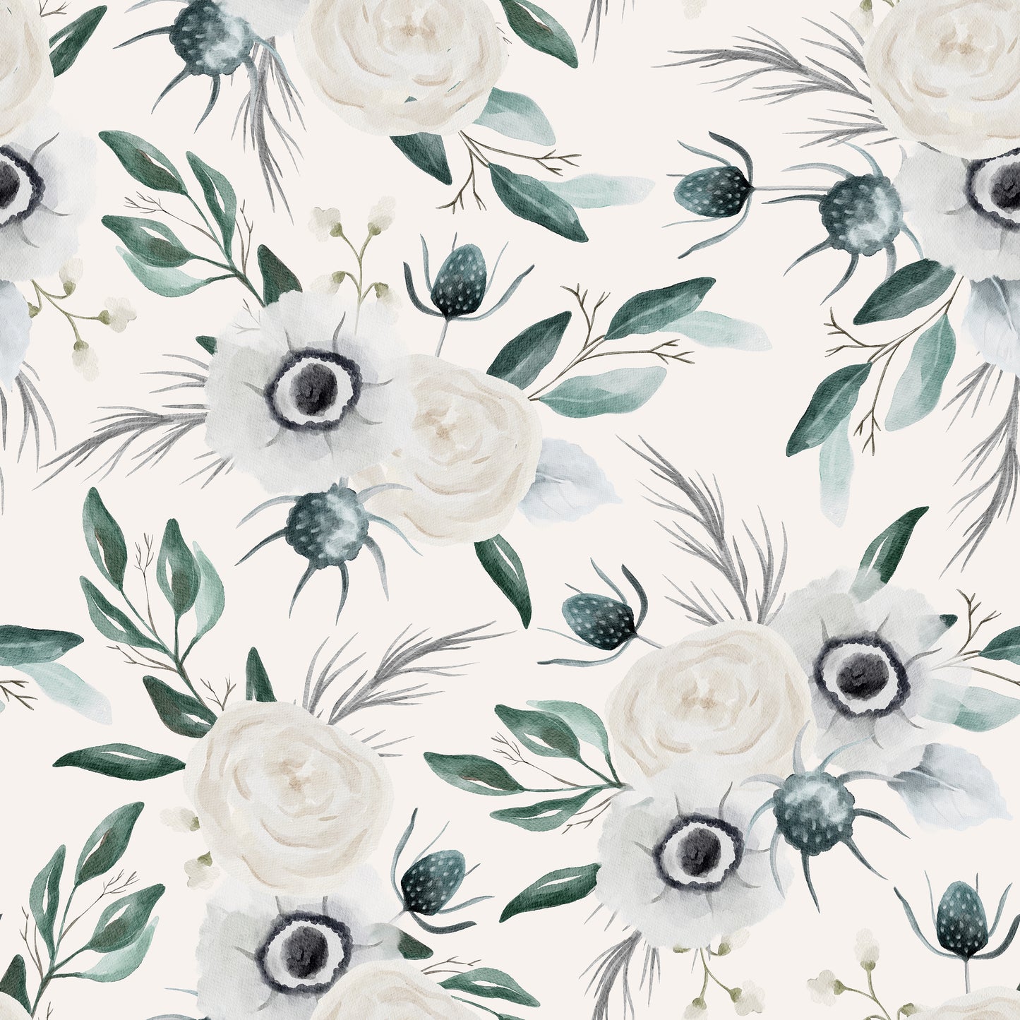 White Rose Bunches Self Adhesive Vinyl