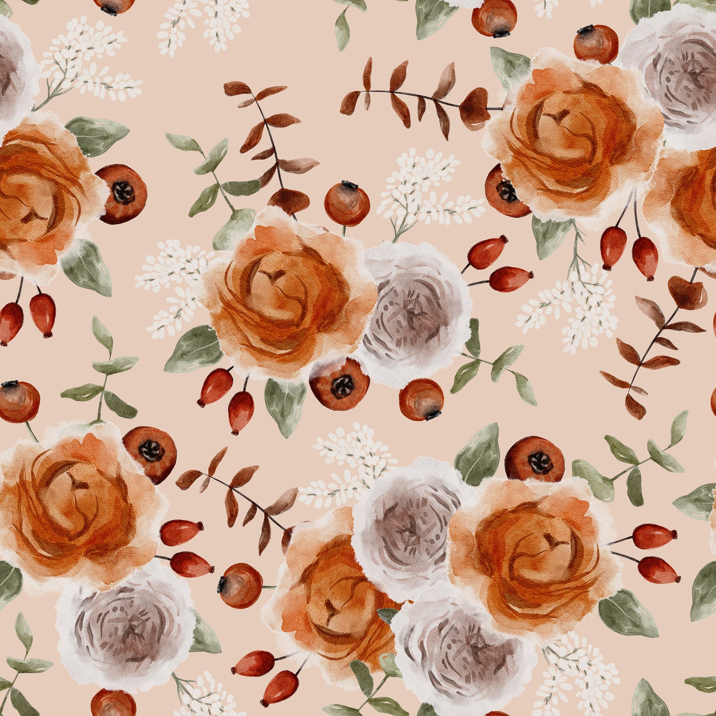 Peach Roses Poppy Seed Self Adhesive Vinyl
