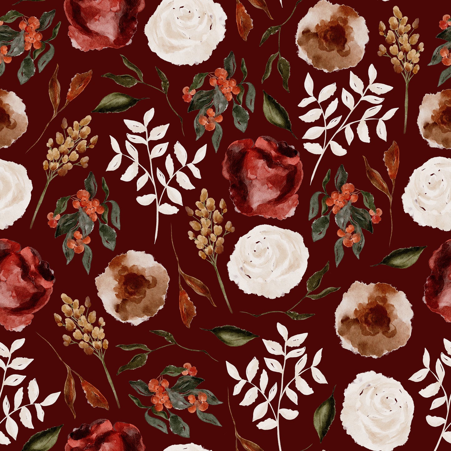 Hand Painted Winter Berries Roses Vinyl Furniture Wrap
