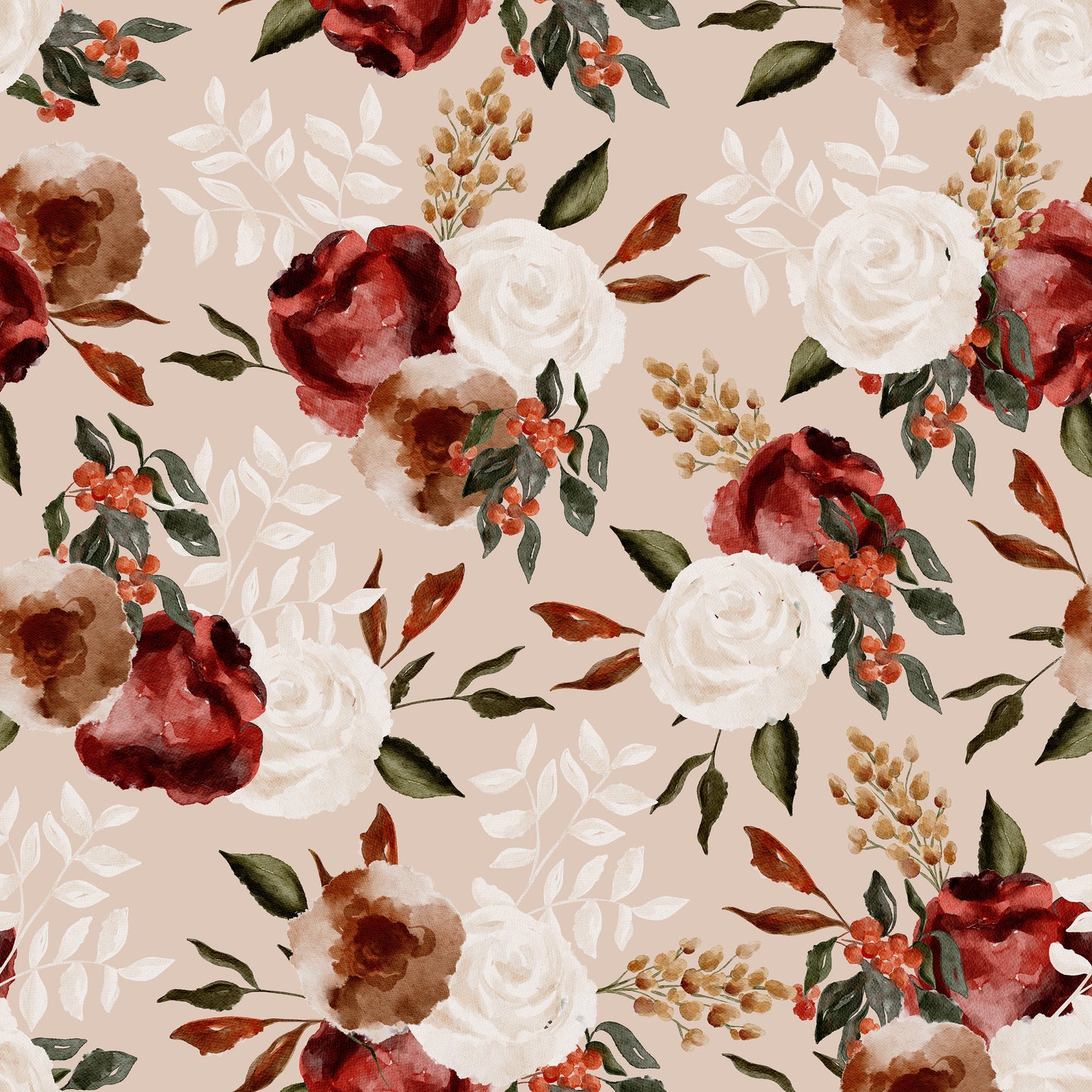 Vintage Blush Hand Painted Winter Roses Vinyl Furniture Sticker