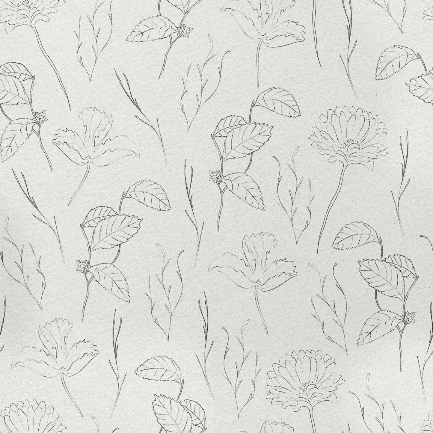 Grey Floral Leaf Outlines Vinyl Furniture Wrap