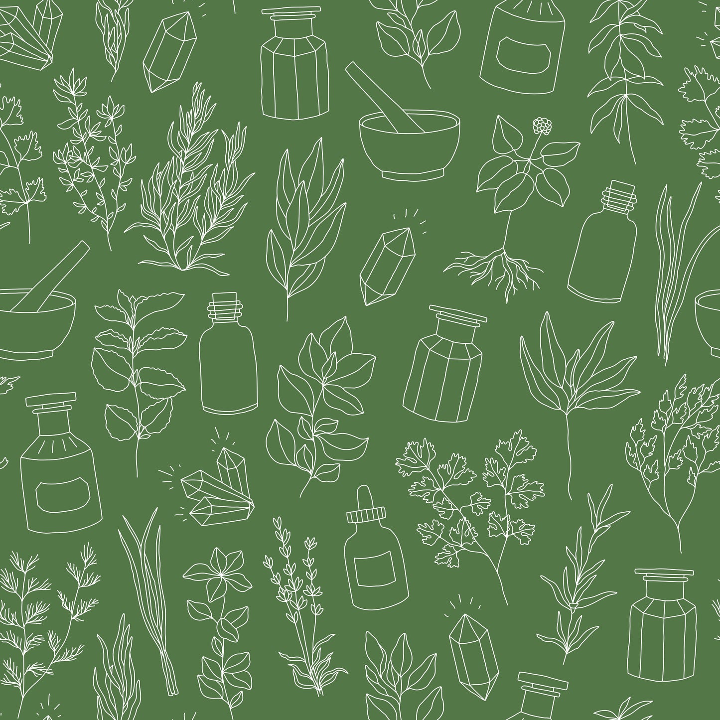 Green Kitchen Bottles & Herbs Self Adhesive Vinyl