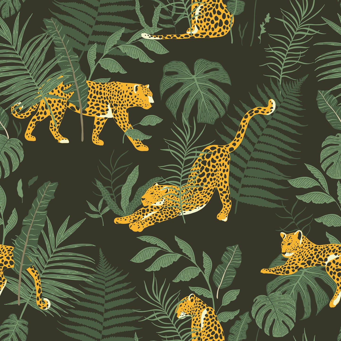 Jungle Leaves Palms Leopard Self Adhesive Vinyl